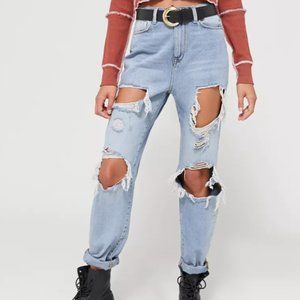 BDG High-Waisted Mom Jean - Destroyed Light Wash